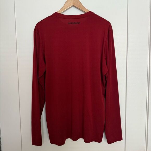 Patagonia Shirt Men Sz L Red Capilene Lightweight Base Layer Long Sleeve Outdoor - Picture 3 of 7
